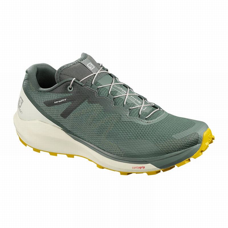 Salomon Israel SENSE RIDE 3 - Mens Trail Running Shoes - Olive (QEVH-95281)